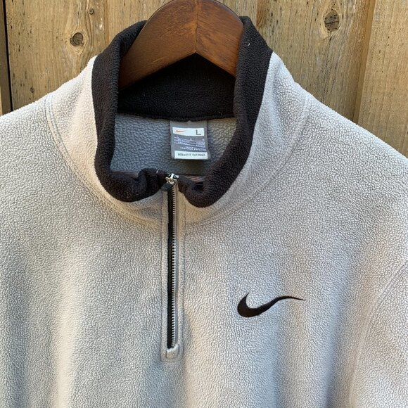 Vintage Gray Tab Fleece Nike Half Zip Therma Jacket Large - Picture 2 of 5